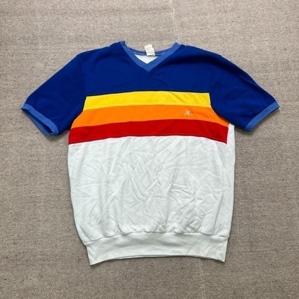 Vintage Hobie Surf Sweatshirt Mens Medium Blue 1980s Striped Surf